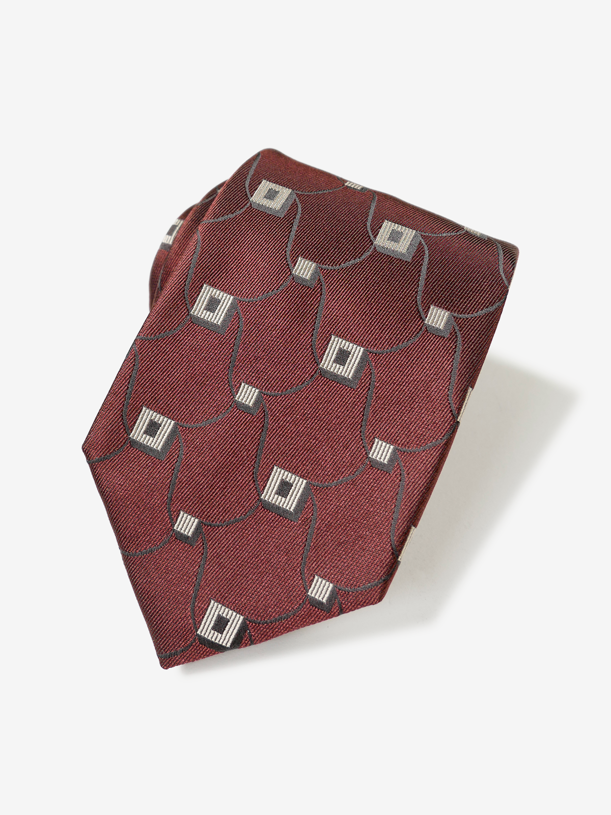 Classico Seta｜Geo Pattern Neat Tie｜ボルドー