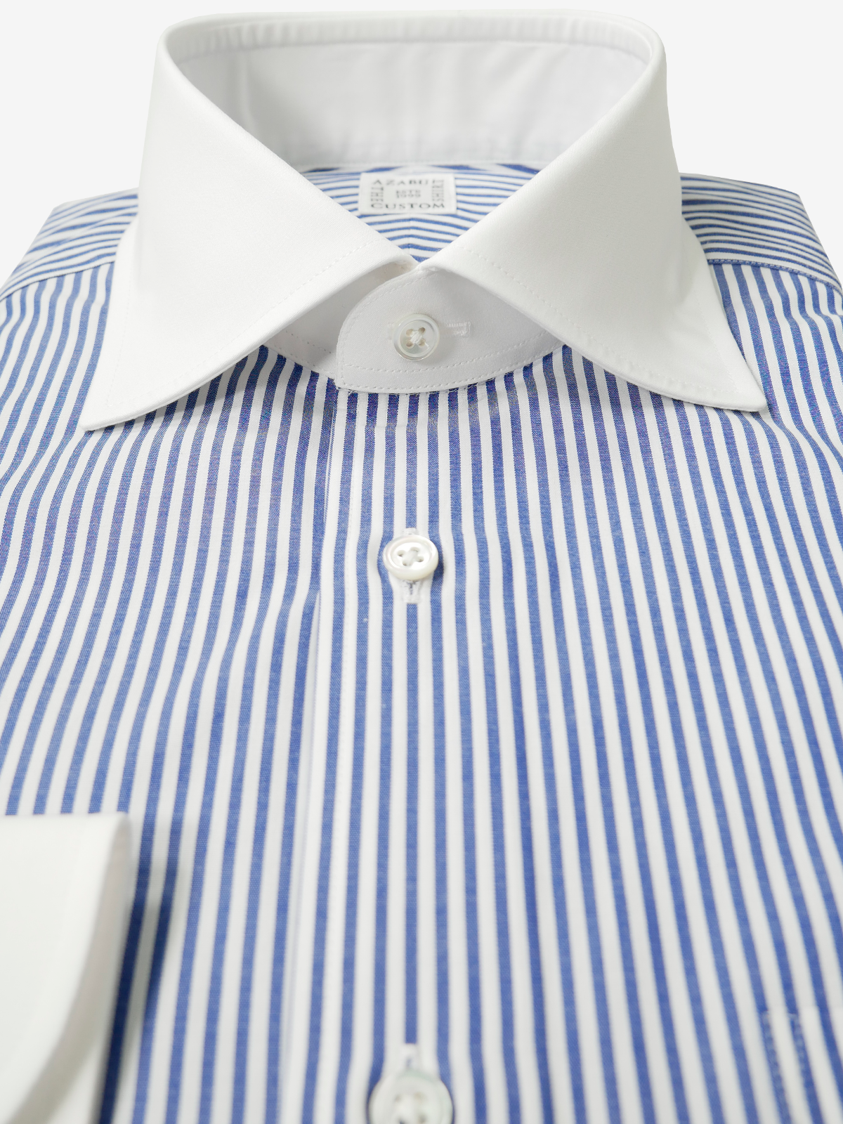 Striped Classic Fit Shirt With White Collar ｜ネイビー