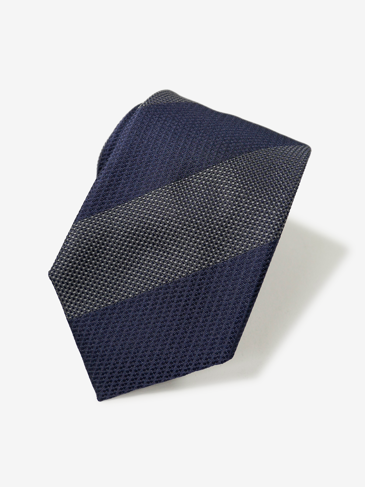 Classico Seta｜Bicolor Stripe Tie｜ネイビー