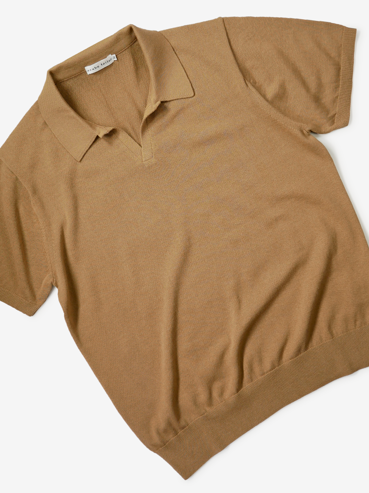 Cotton Skipper Collar Polo Shirt｜ブラウン