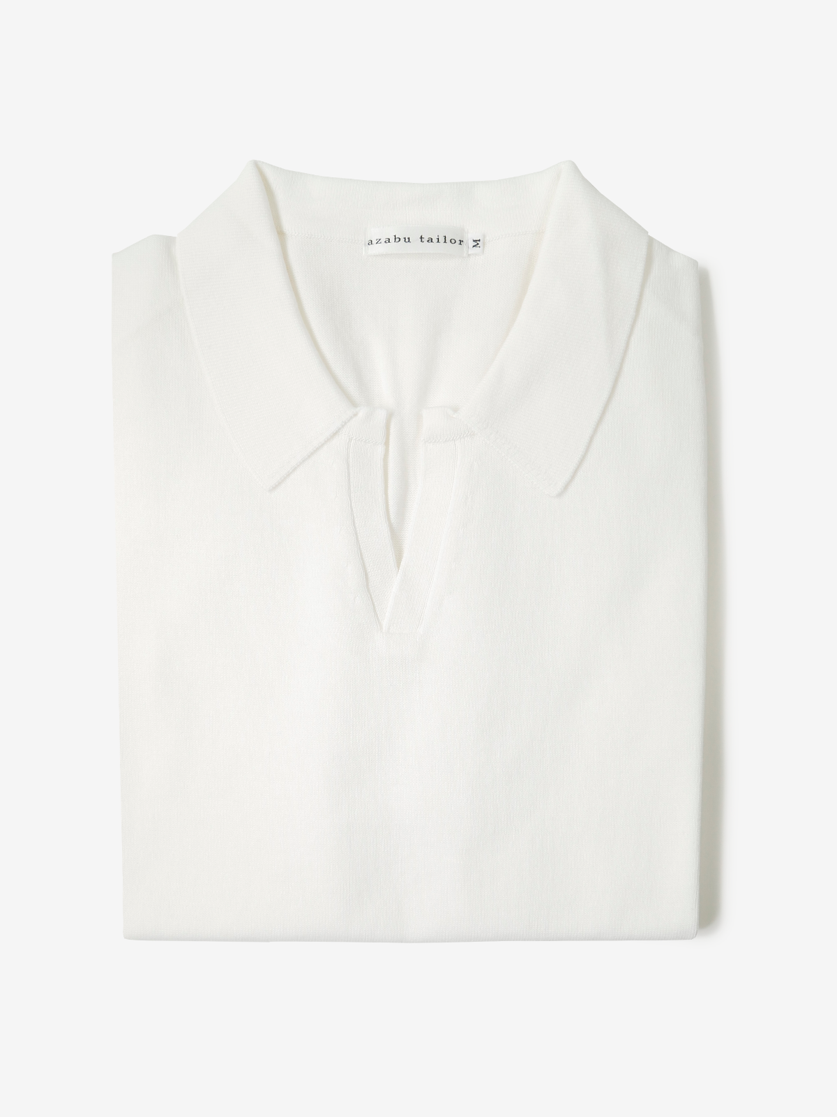 Cotton Skipper Collar Polo Shirt｜ホワイト