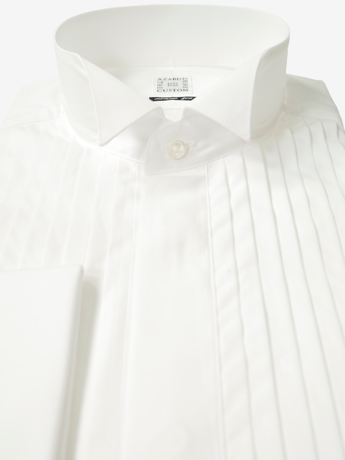 Wing Collar Pleated Slim Fit Shirt｜ホワイト