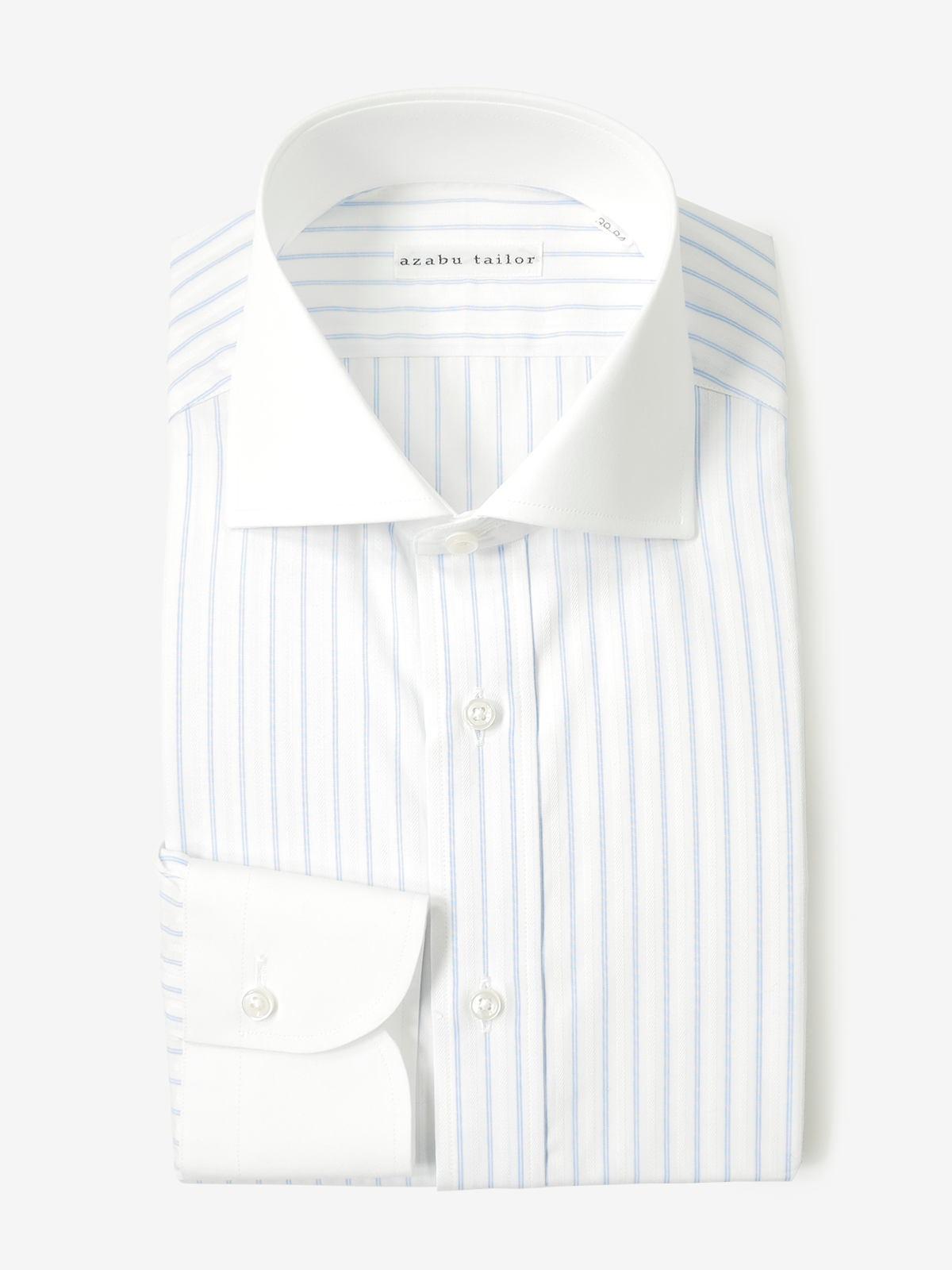Striped Shirt With White Collar ｜ブルー