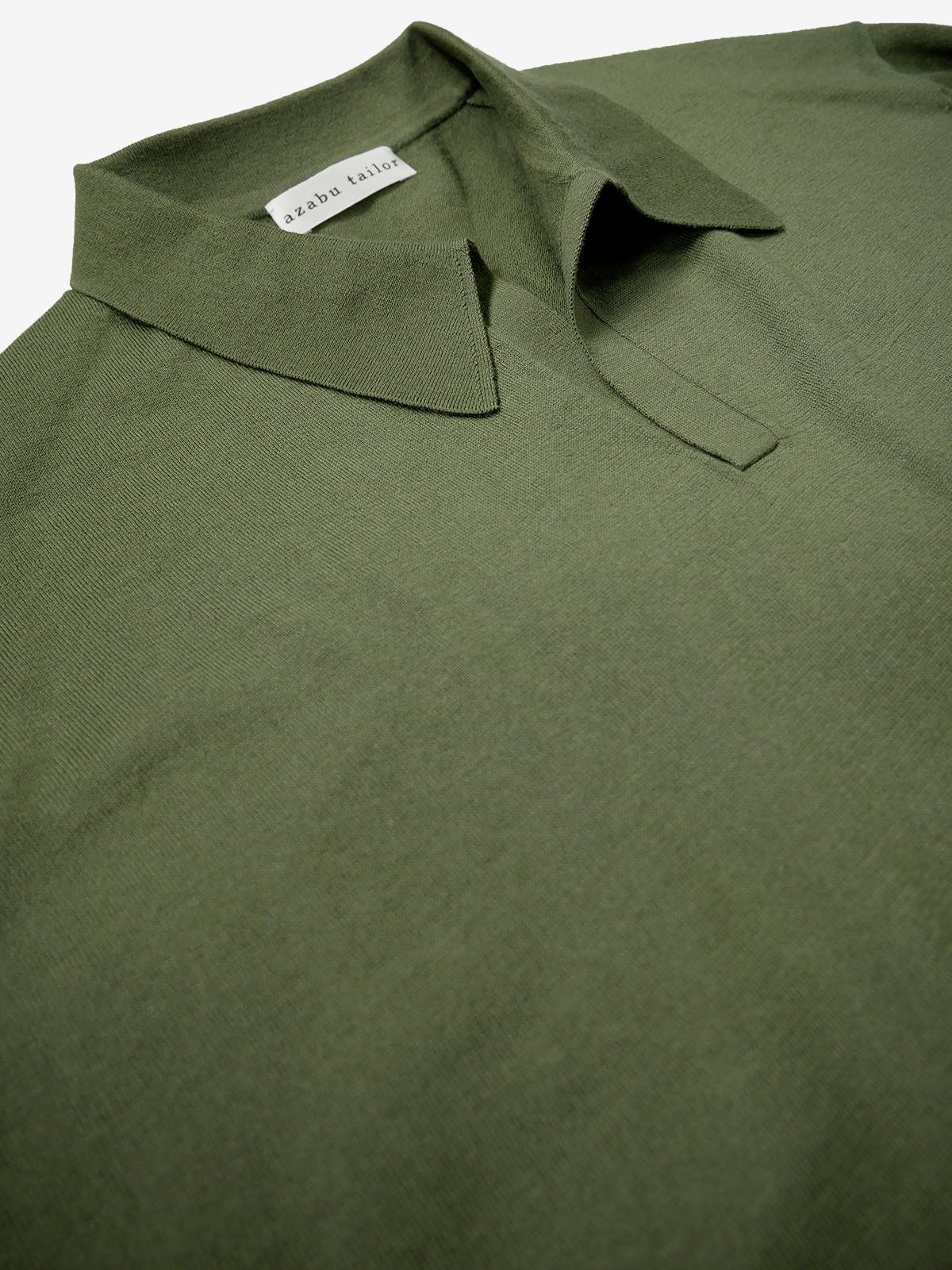 Cotton Knit Skipper Collar Polo Shirt｜グリーン