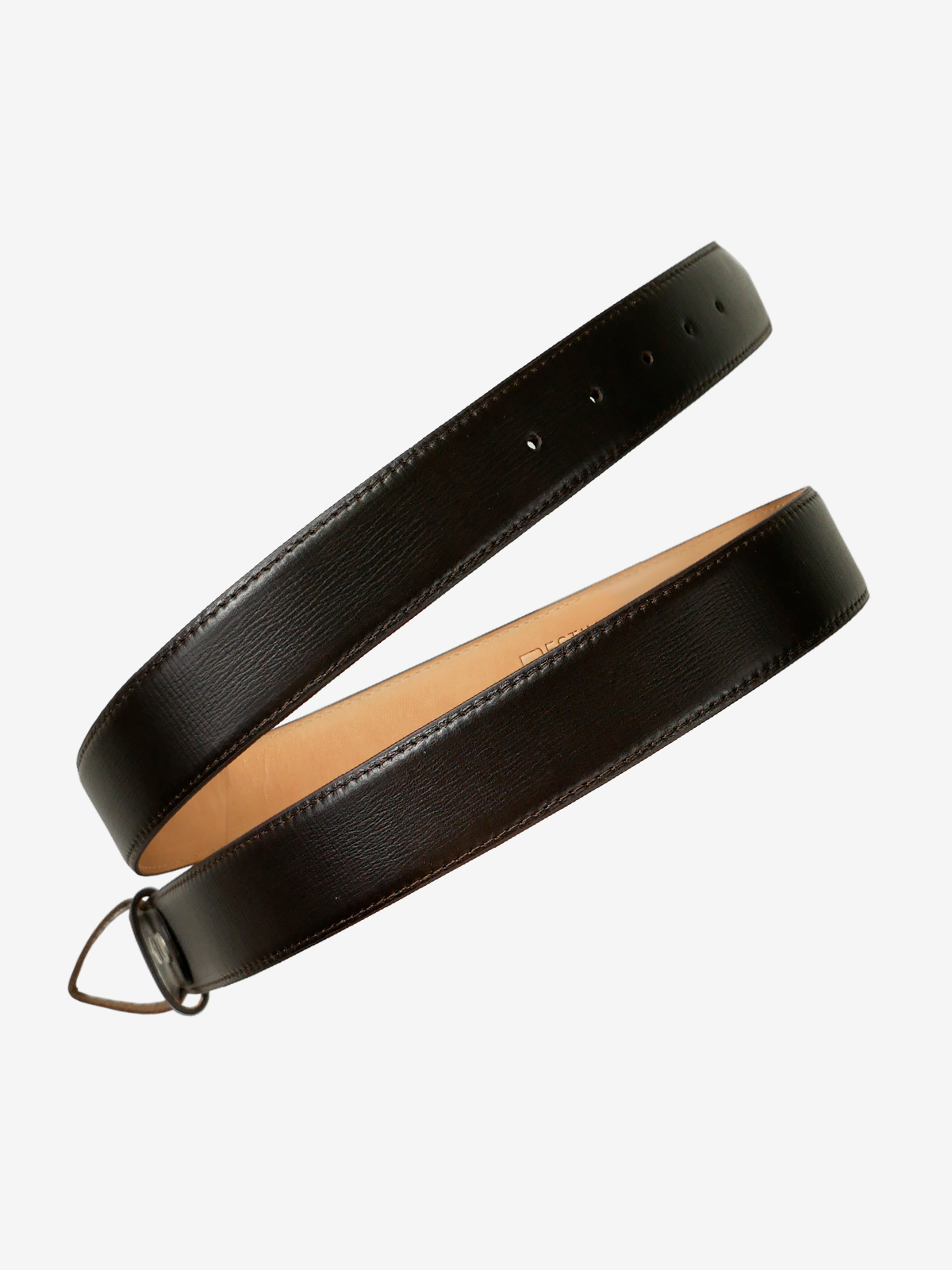 Hair Line Embossed Leather Belt｜ダークブラウン