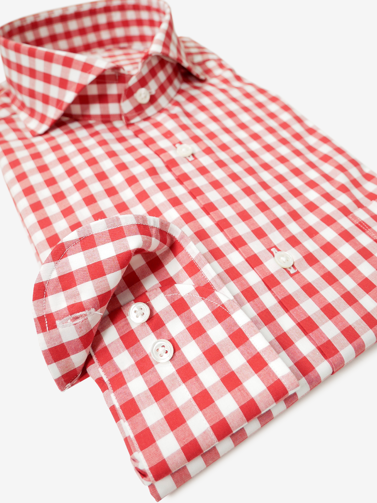 Checked Slim Fit Shirt｜レッド