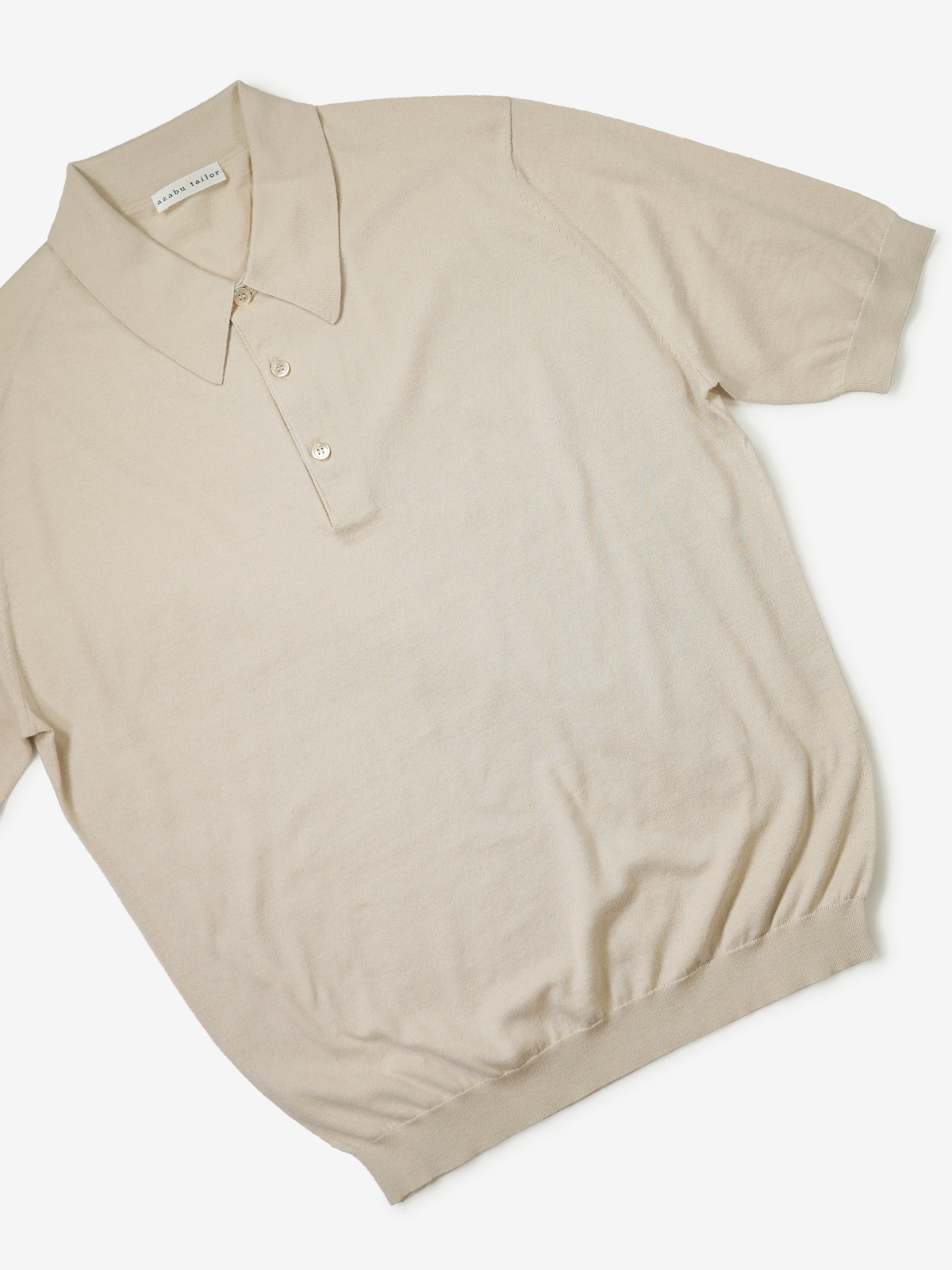 【美品】ニット ポロシャツ ニットポロ 半袖 LARDINI ベージュ ニットポロシャツ|ベージュ