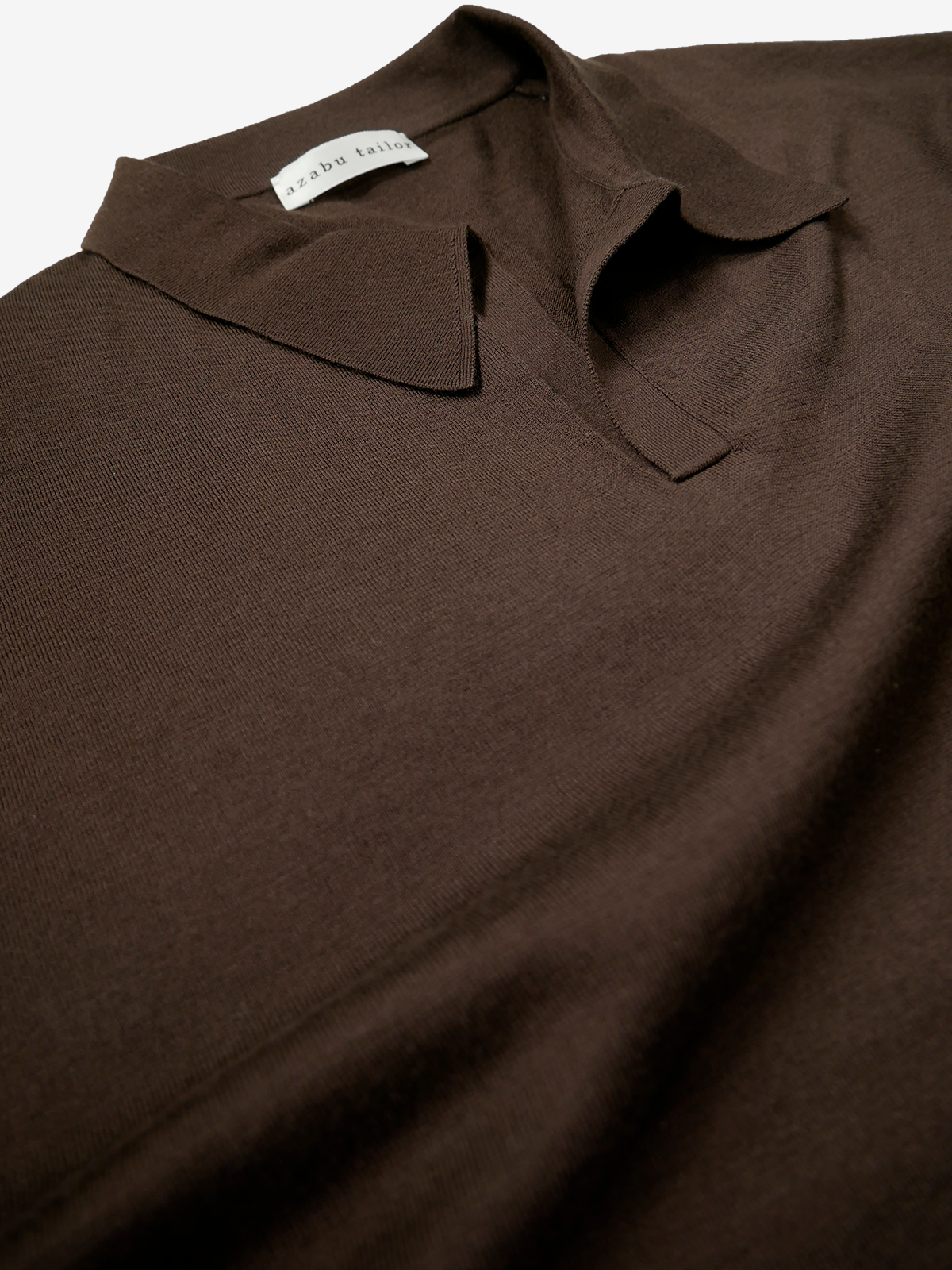 Cotton Knit Skipper Collar Polo Shirt｜ブラウン