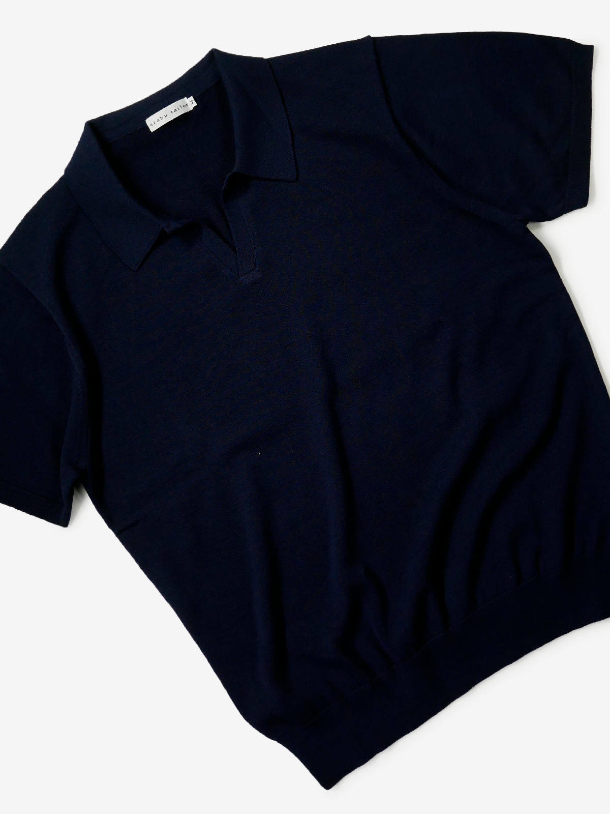 Cotton Skipper Collar Polo Shirt｜ネイビー