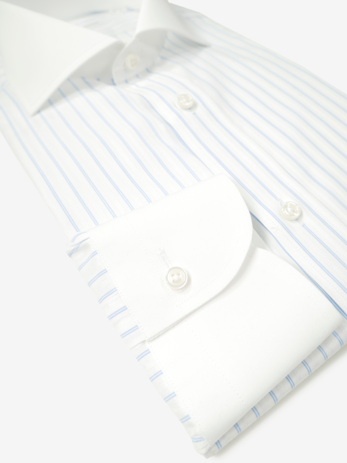 Striped Shirt With White Collar ｜ブルー