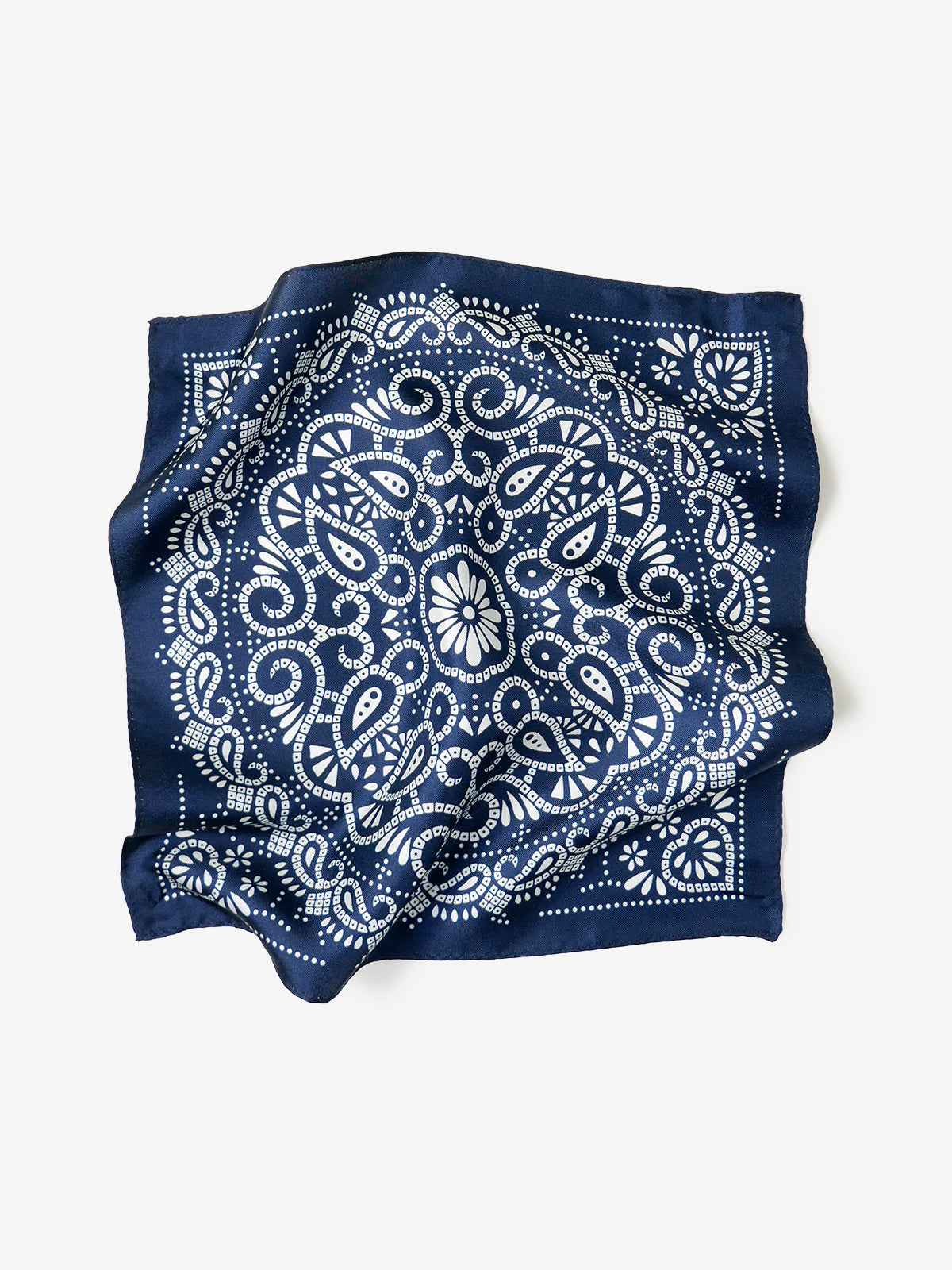 Classico Seta｜Paisley Print Silk Pocket Square｜ネイビー