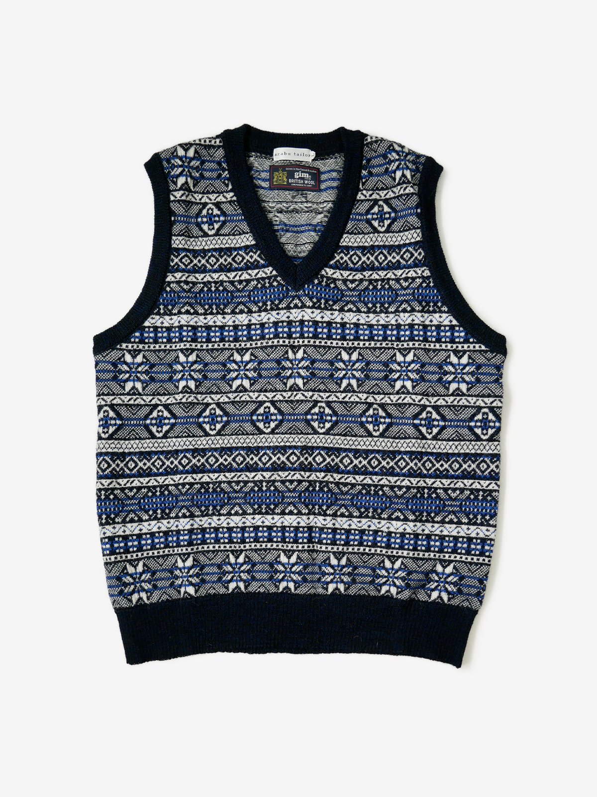 Fair Isle Wool Sweater Vest｜ネイビー