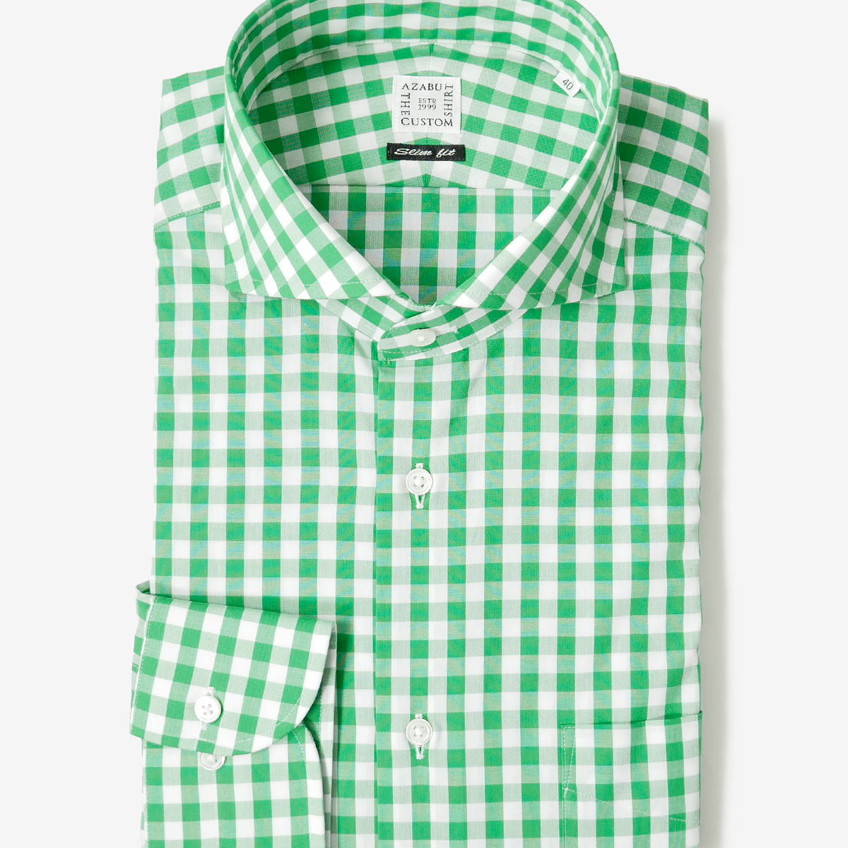 麻布 ザ・カスタムシャツ |ギンガムチェックシャツ|グリーン 麻布 ザ・カスタムシャツ |ギンガムチェックシャツ|グリーン
