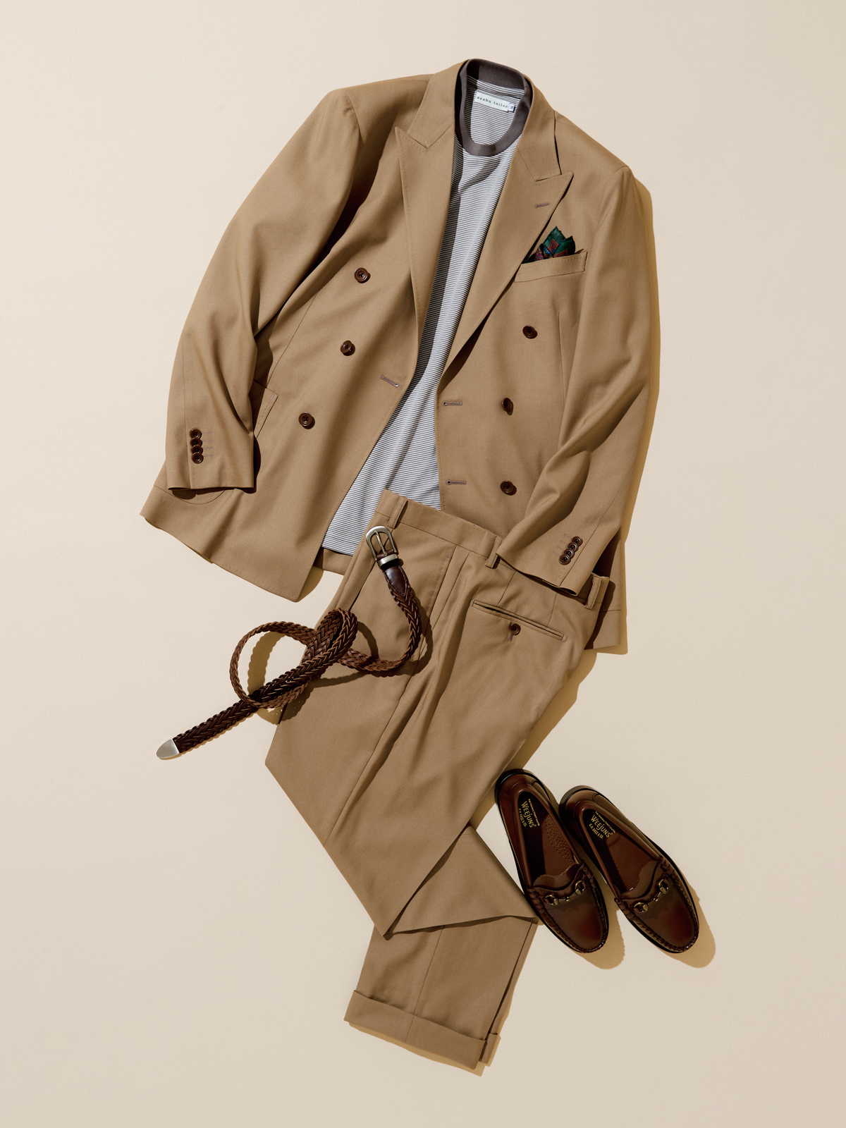 Cotton Striped T-shirt｜グレイッシュブラウン