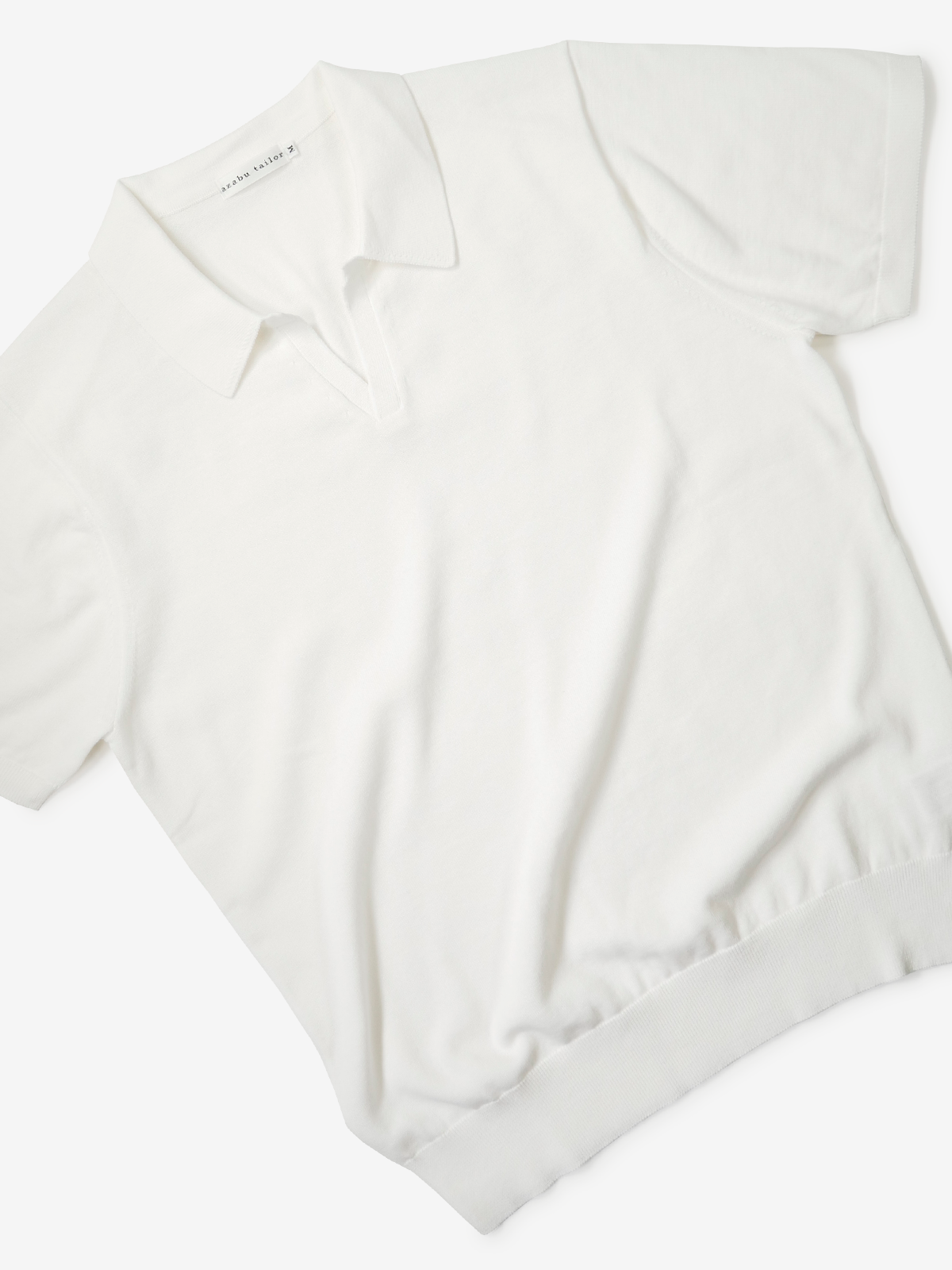 Cotton Skipper Collar Polo Shirt｜ホワイト