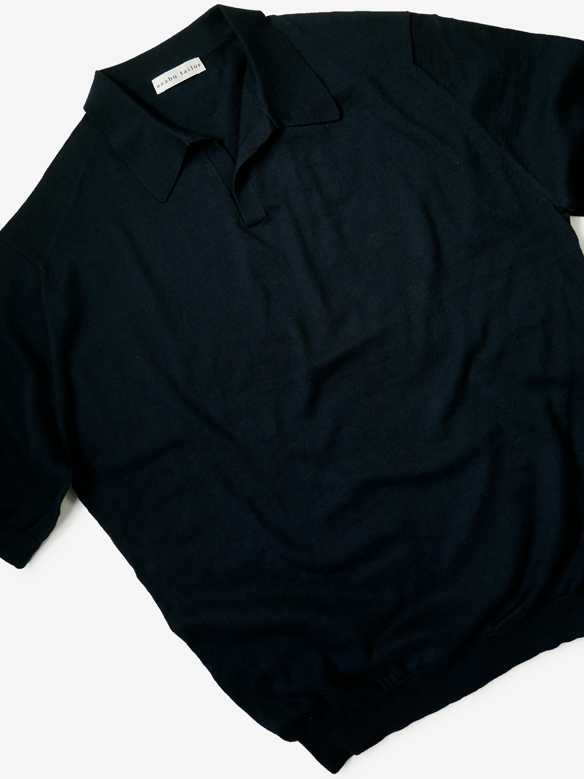 Cotton Knit Skipper Collar Polo Shirt｜ネイビー