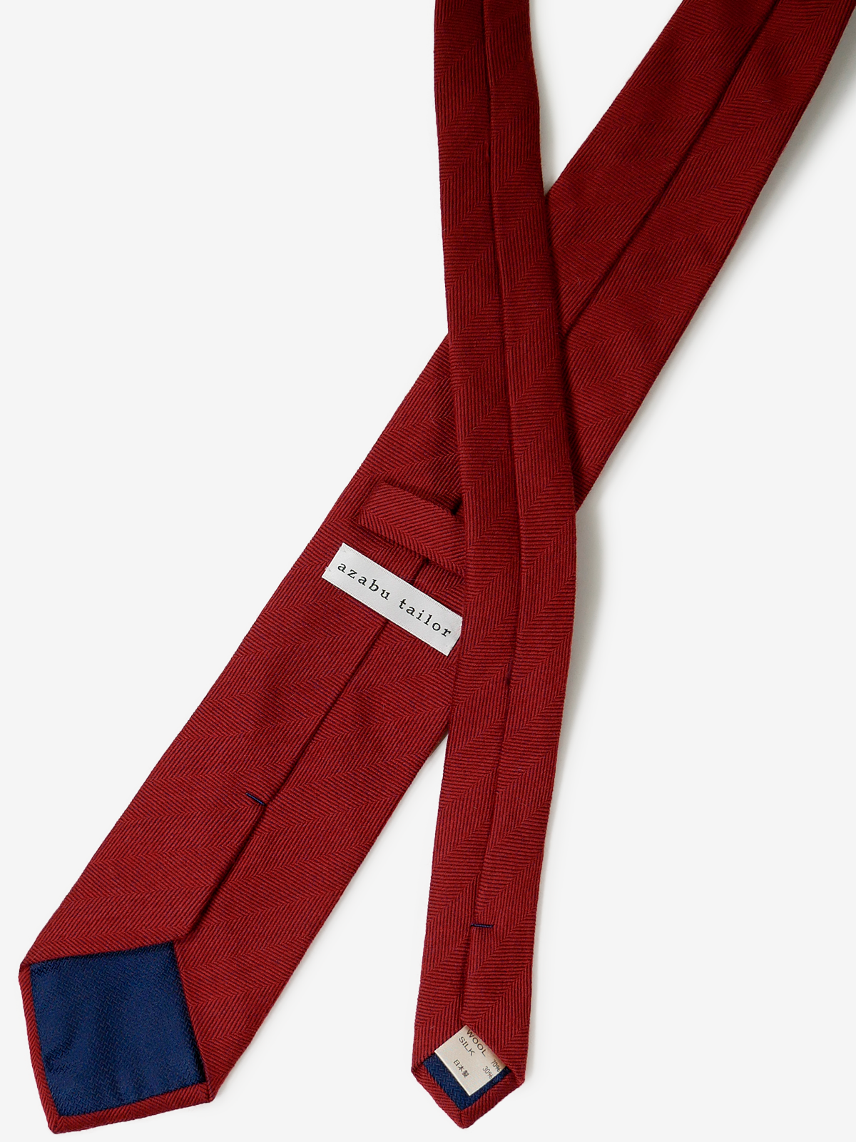【 】モダン!メンズネクタイ Herringbone Grid Tie 麻布テーラー|ウールシルクヘリンボーンネクタイ |レッド