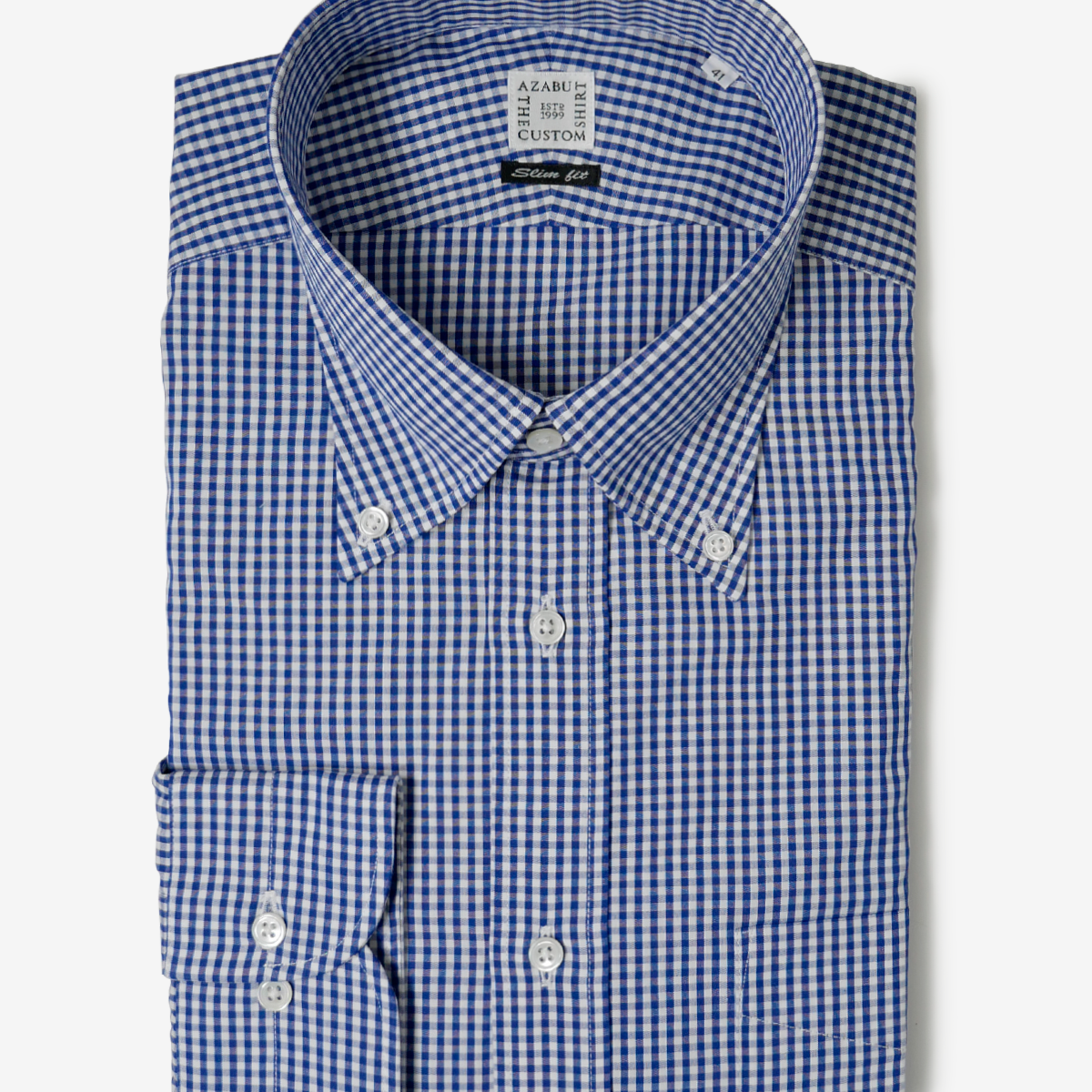 麻布 ザ・カスタムシャツ |ギンガムチェックシャツ|ネイビー 麻布 ザ・カスタムシャツ |ギンガムチェックシャツ|ネイビー