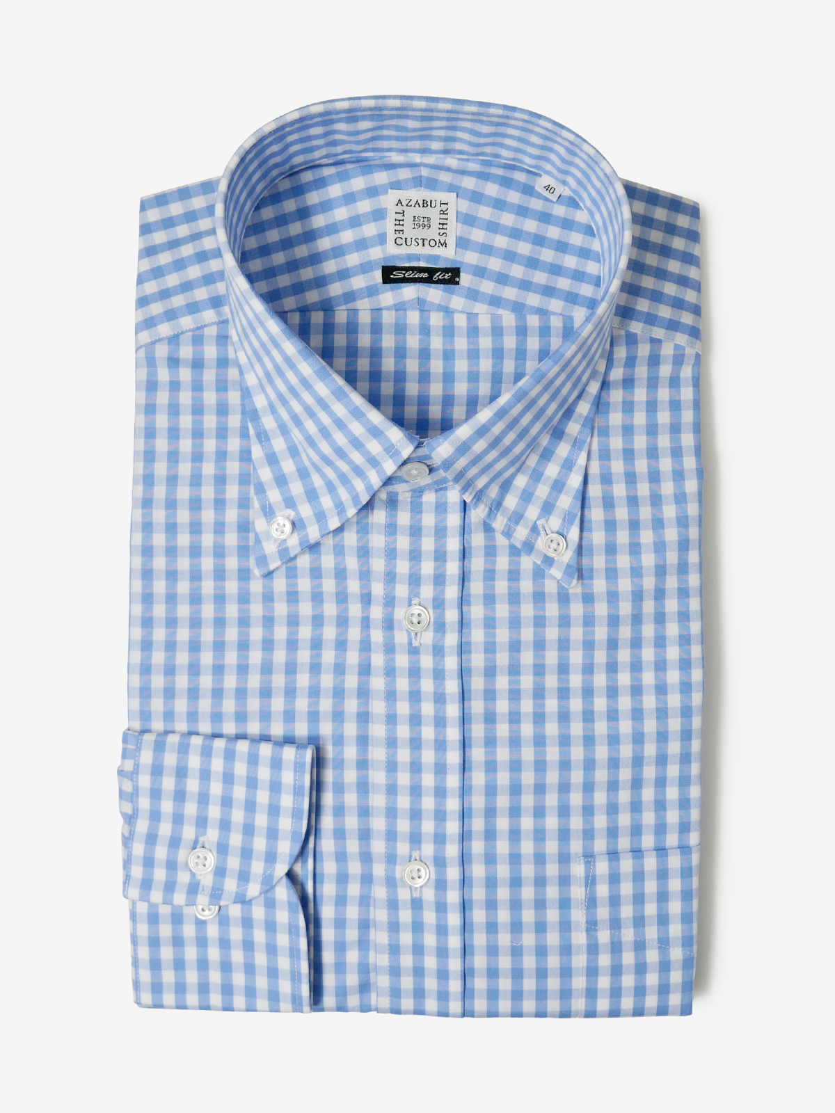 Checked Slim Fit Shirt｜サックス